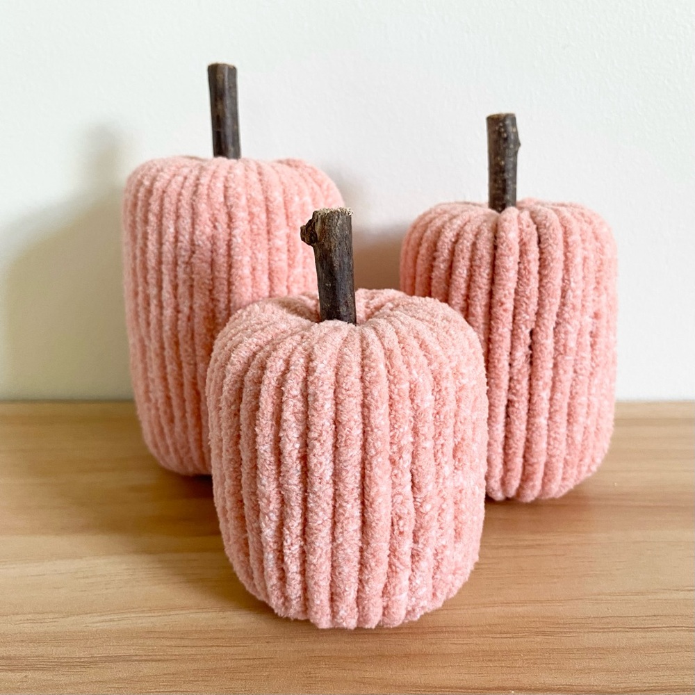Light Pink Pumpkin Handmade Fall Decor Set of 3